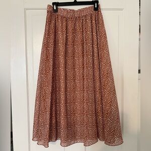 Exlura burnt orange leopard animal print maxi skirt